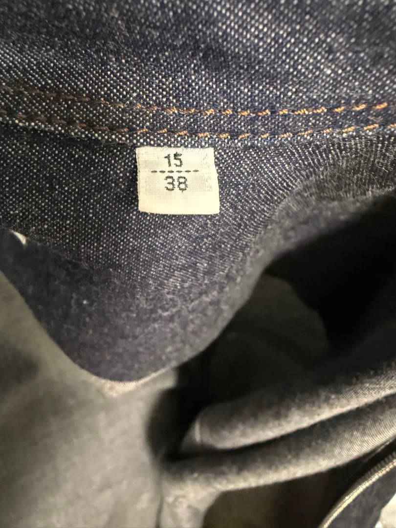 エルメス コットン デニムジャケット メンズ ブルー セリエボタン　38/15