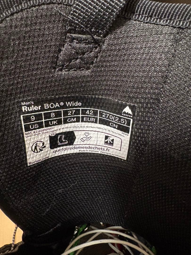 Burton RULER 24-25モデル 27cm ブラック