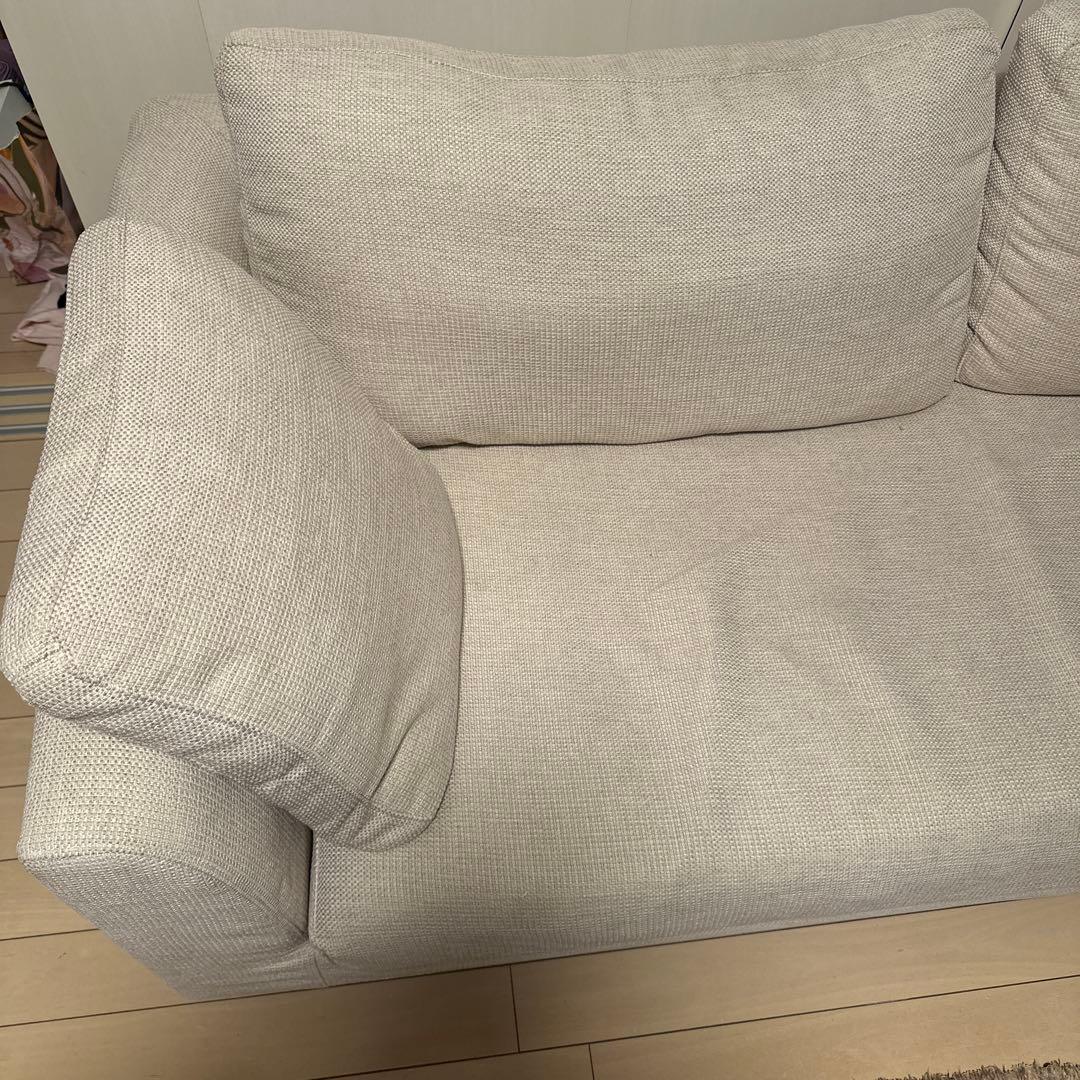 ベージュ 2人掛けソファ 木製脚　野田産業 NDstyle