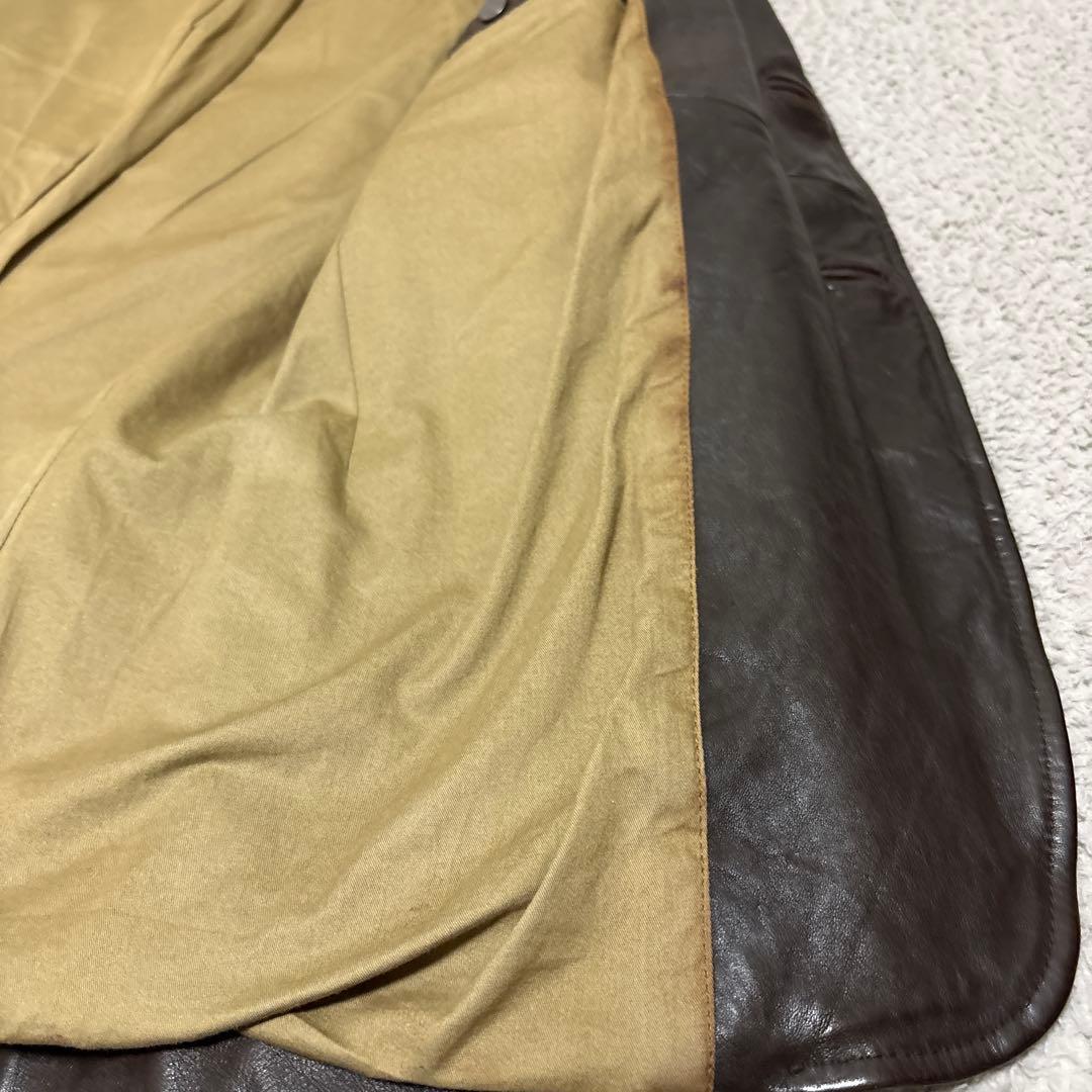 dunhill　ラムレザー　テーラードジャケット　ブラウン　羊革　本切羽