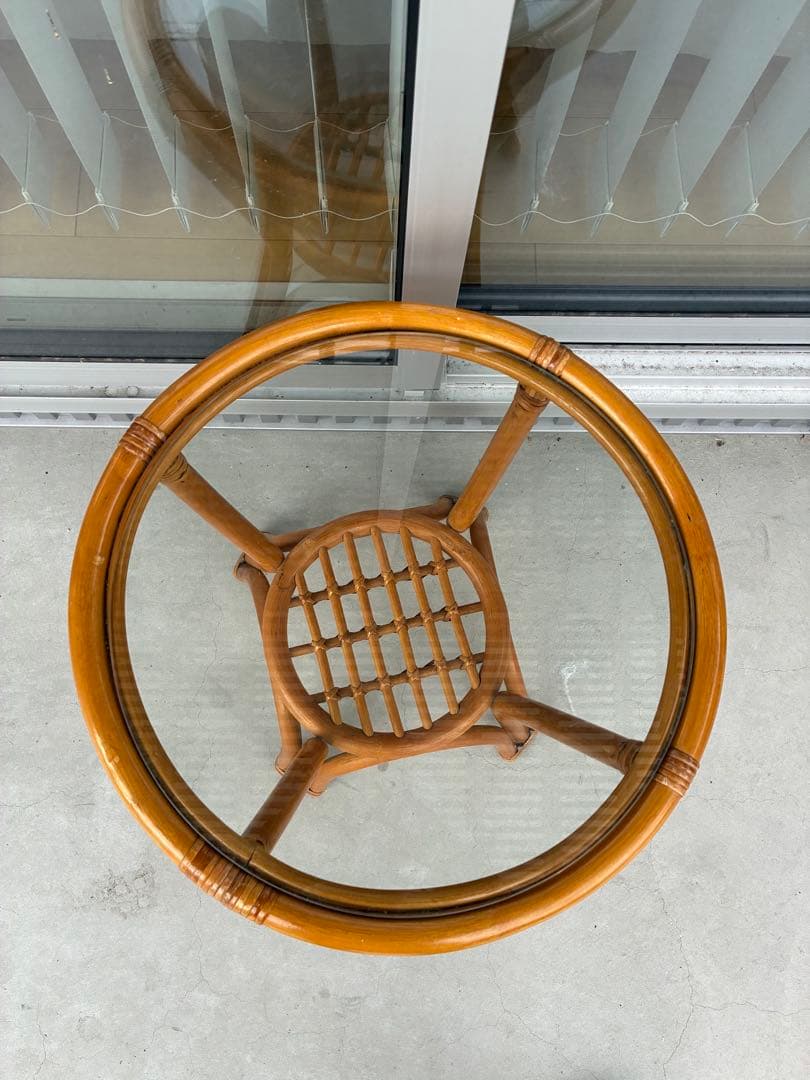 ラタンテーブル★藤テーブル★昭和レトロ★送料込！★