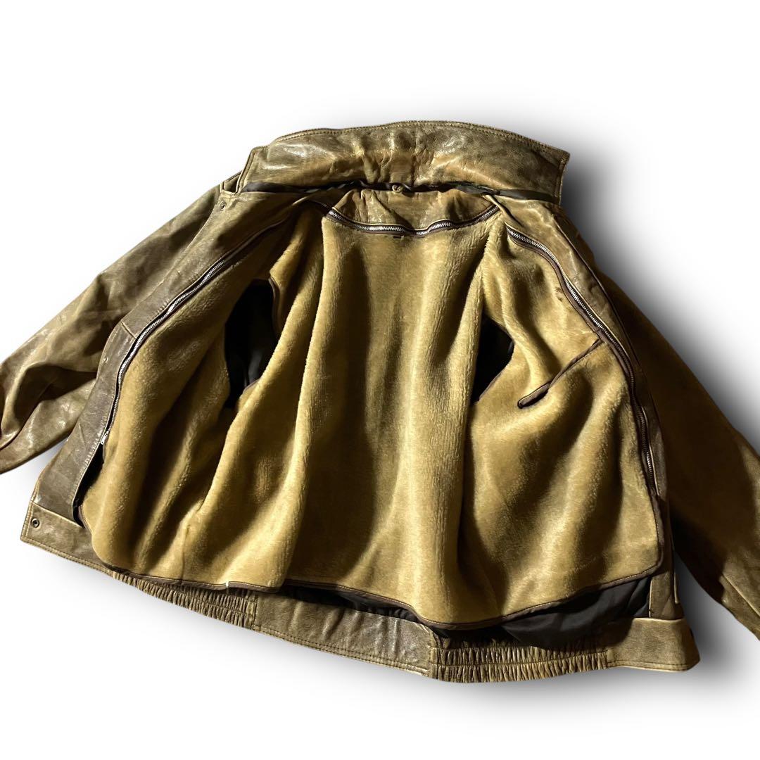 日本製vintage牛革カウレザージャケットA2フライト本革リアルレザー短丈 L