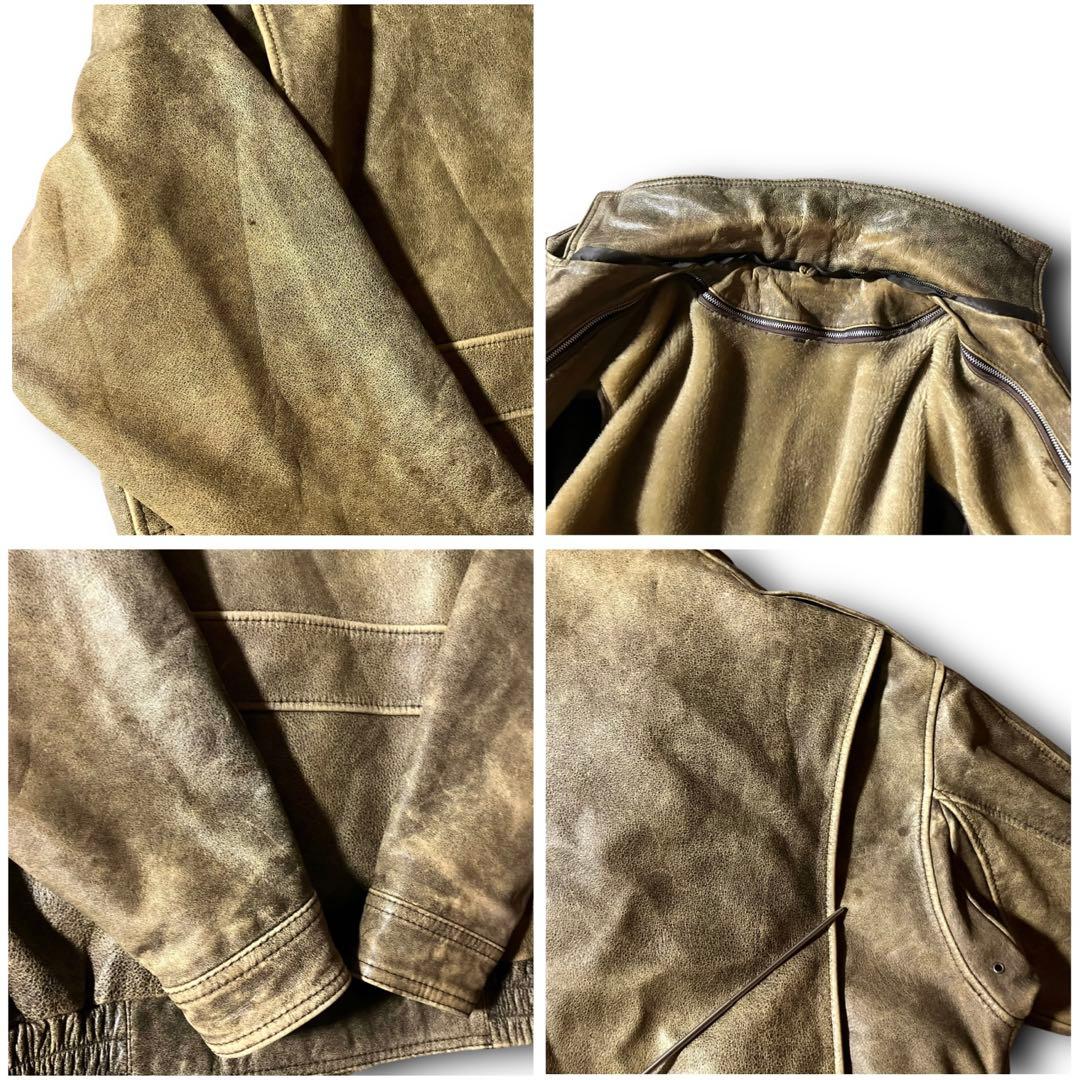 日本製vintage牛革カウレザージャケットA2フライト本革リアルレザー短丈 L