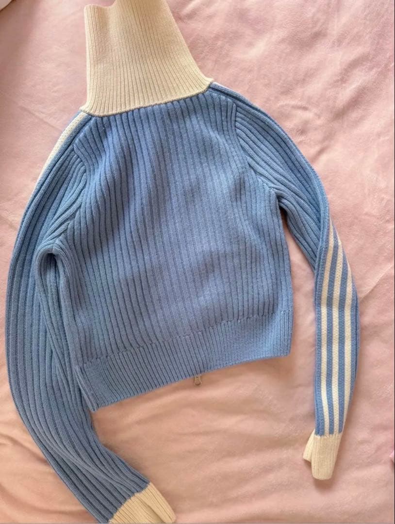 海外限定2XS Adidasジップアップ ニットジャケット KF0719