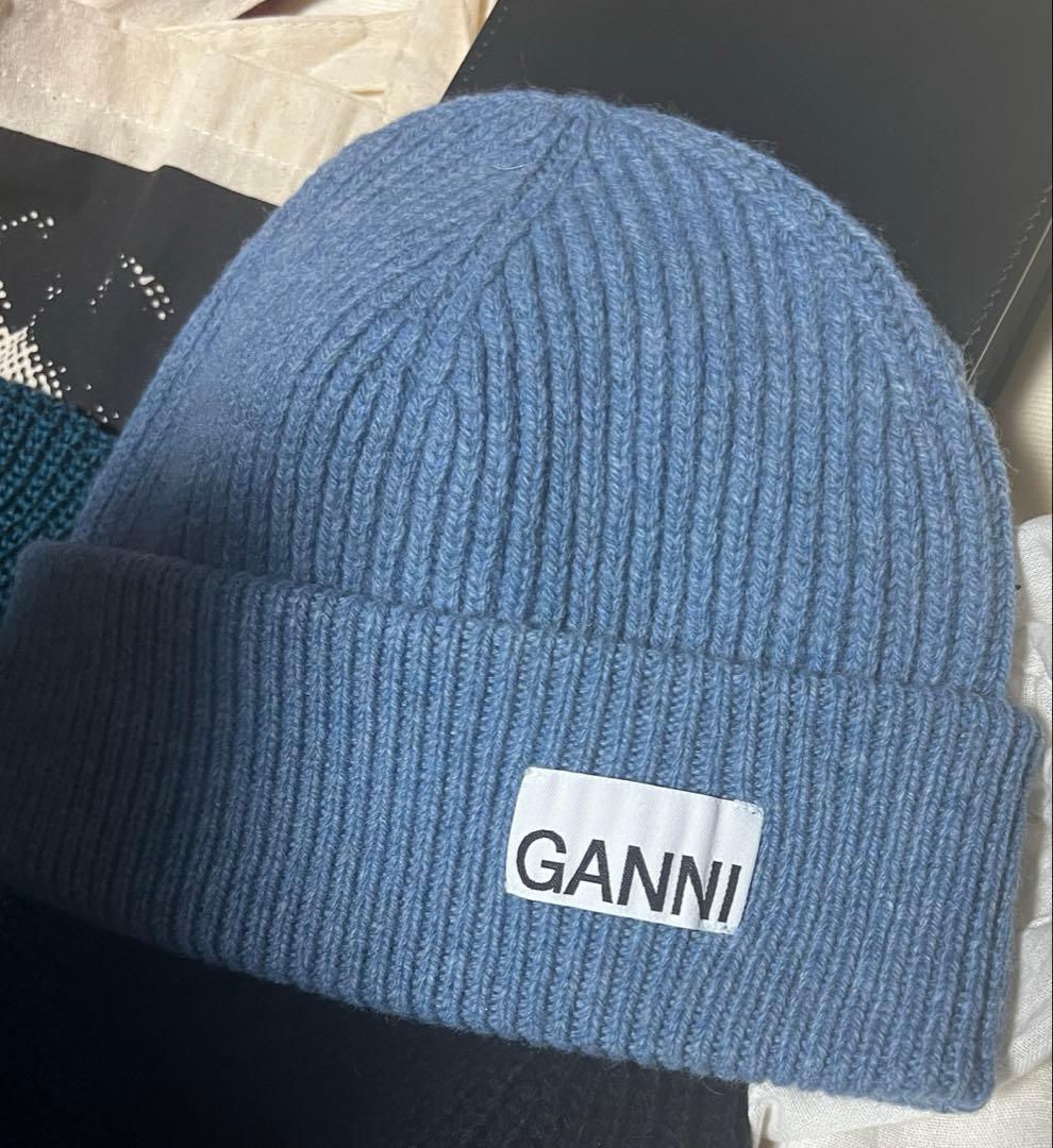 GANNI ブルー ニット帽