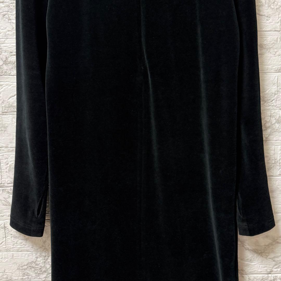 アダムエロペ フロントジップ ベロアワンピース 黒 F