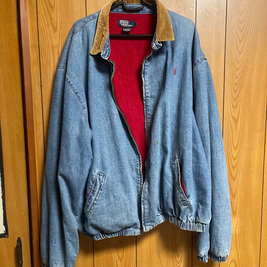 90s希少★ラルフローレン デニムジャケット XXL USA製 裏ボア