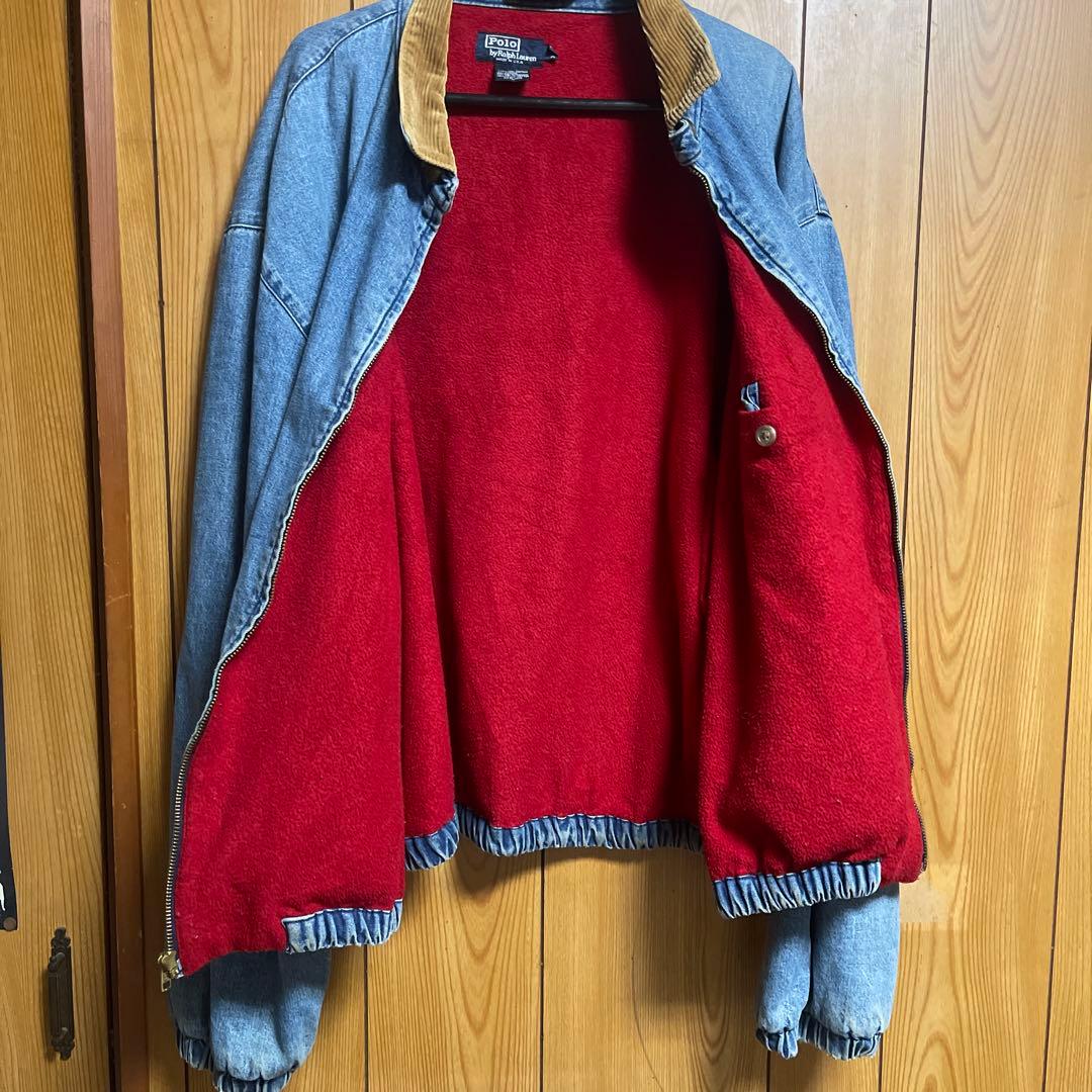 90s希少★ラルフローレン デニムジャケット XXL USA製 裏ボア