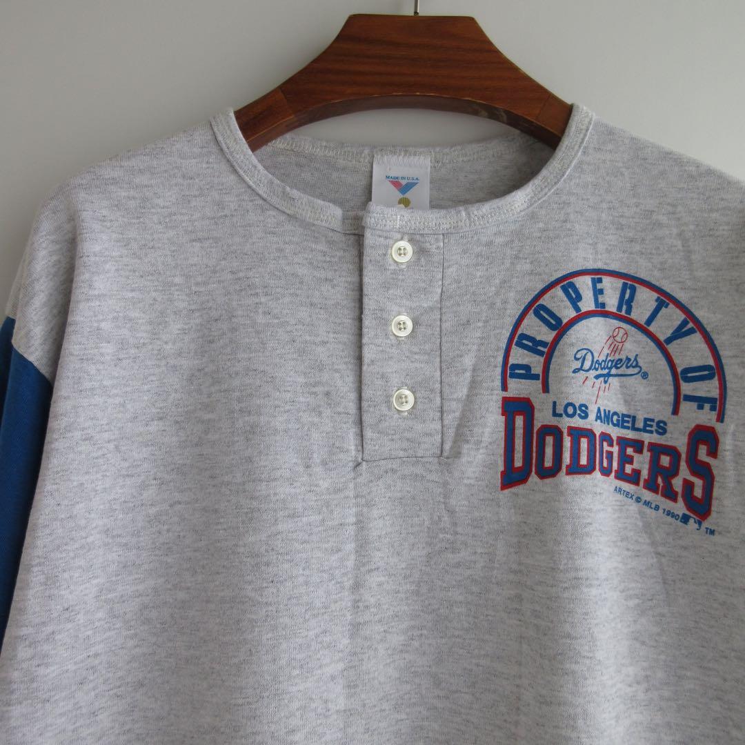 新品! 90s MLBロサンゼルスドジャース ARTEXヘンリーネックTシャツ