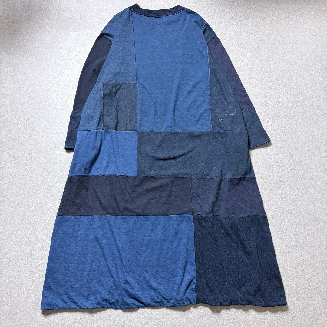 45R つぎはぎのドレス(インディゴ) ロングワンピース ゆったり