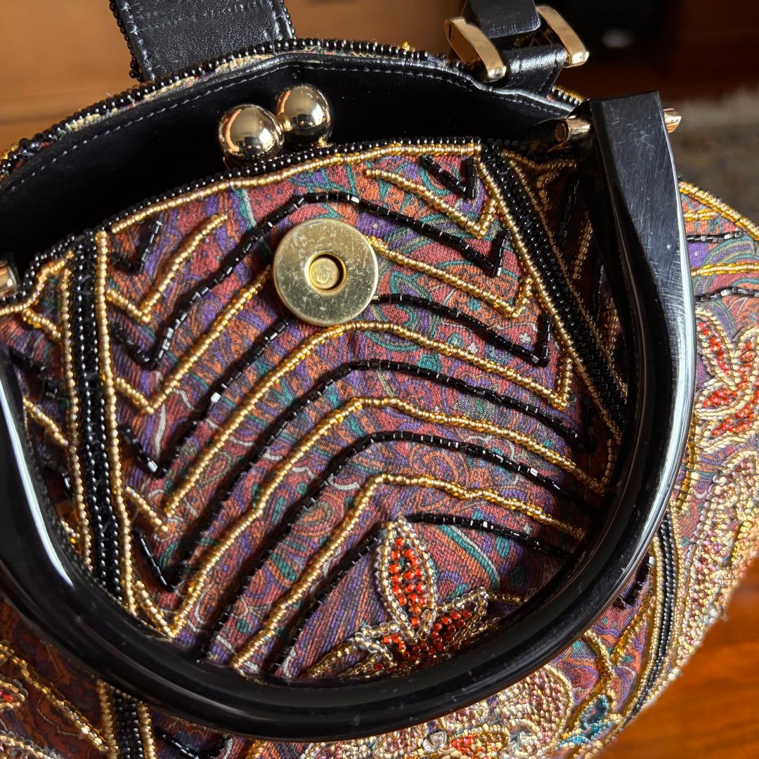 和装【 刺繍 ビーズバッグ 】がま口