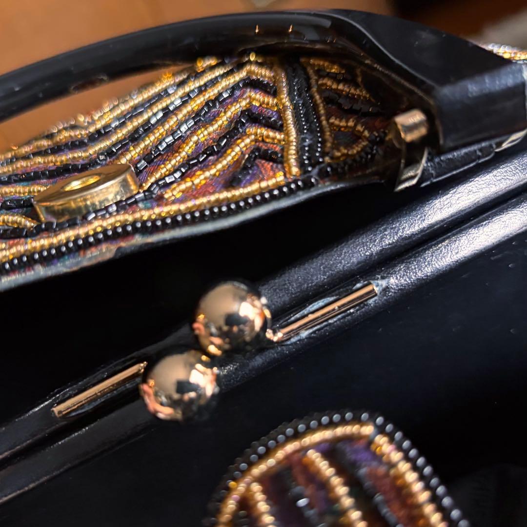 和装【 刺繍 ビーズバッグ 】がま口