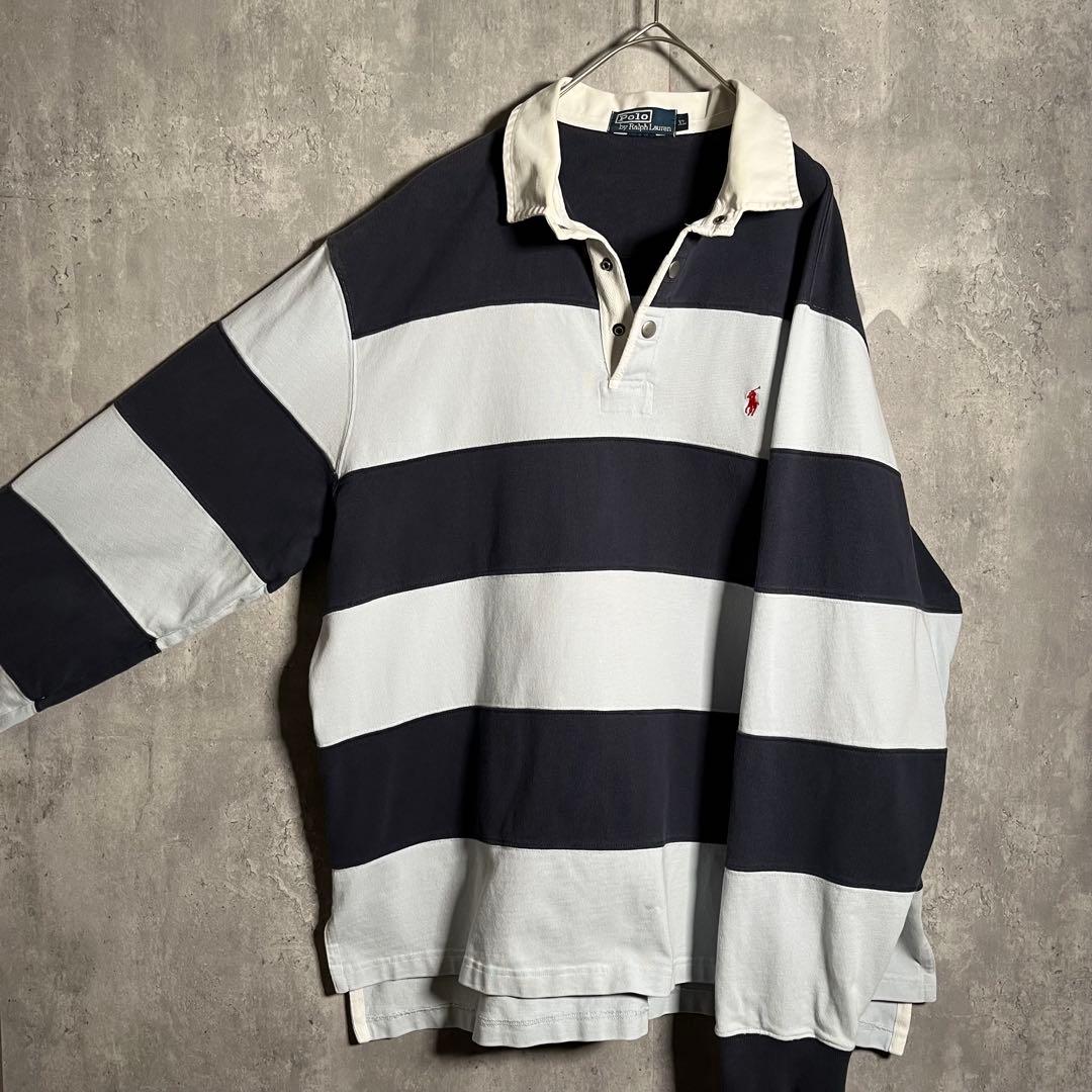 ⭐️希少⭐️ラルフローレン ラガーシャツ ボーダー XL ビッグサイズ ネイビー