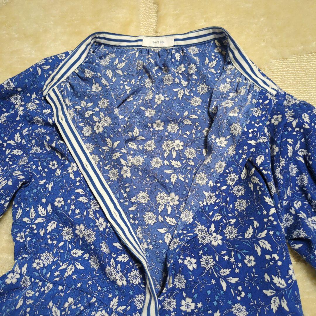 シップス エニィ :フラワー ストライプ ミックス フレア シャツ ワンピース