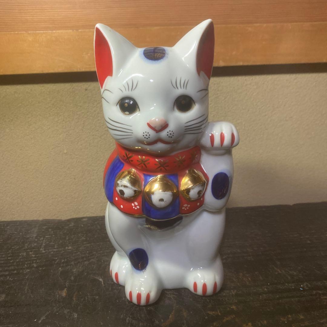 陶器製 招き猫 置物 約23cm11cm12cm