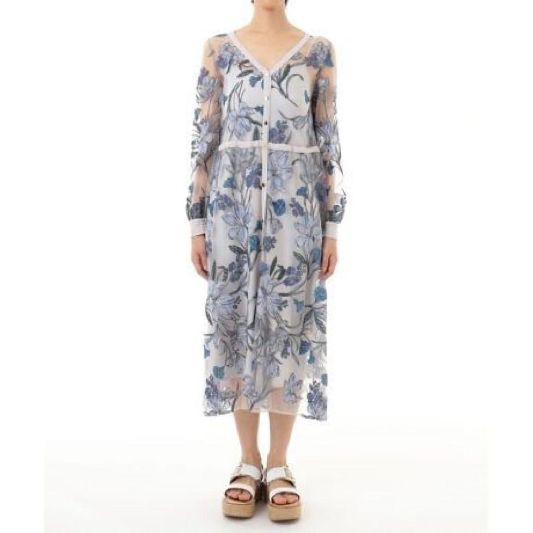 Diagram ダイアグラム グレースコンチネンタル　チュールフラワー刺繍ドレス