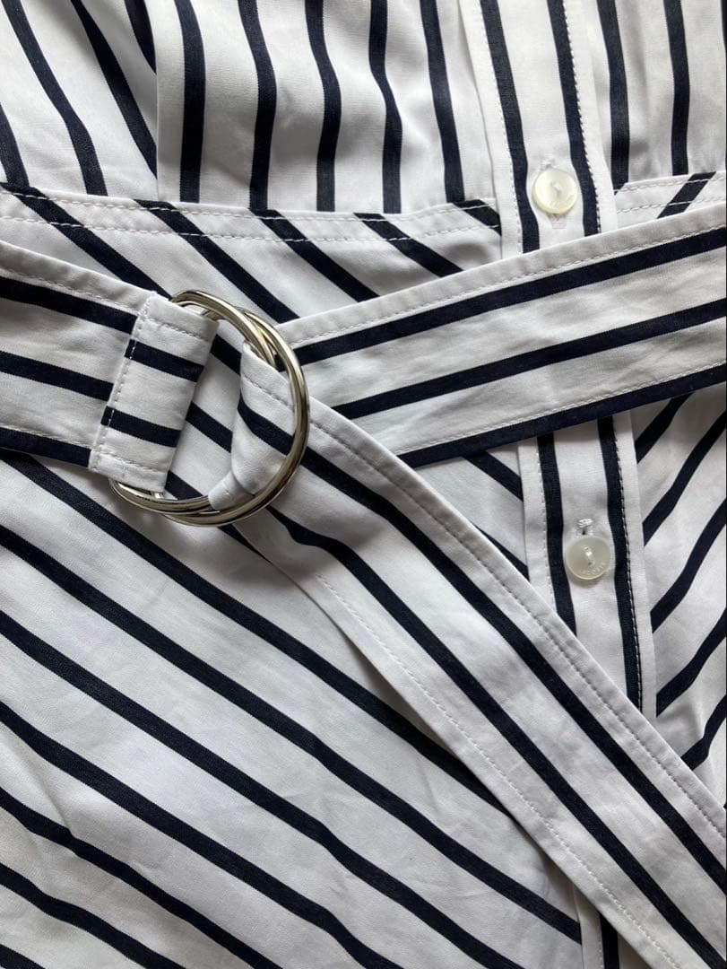 超美品❗️LACOSTE ラコステ　コットンポプリンストライプシャツ　ワンピース