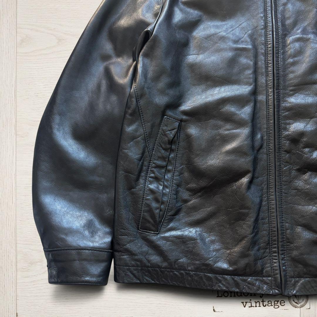 【OLD GAP】レザージャケット M 黒 キルティング裏地#805