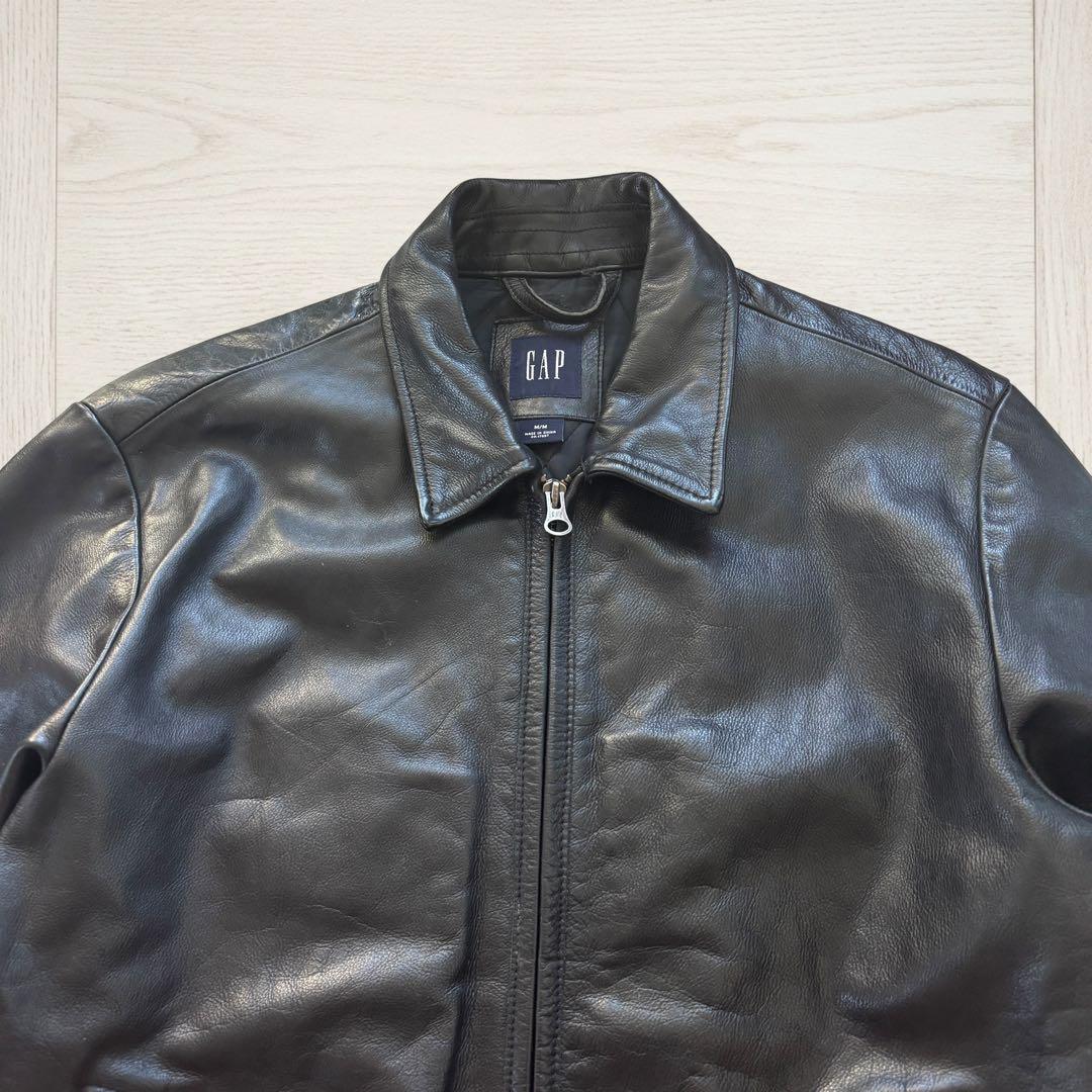 【OLD GAP】レザージャケット M 黒 キルティング裏地#805