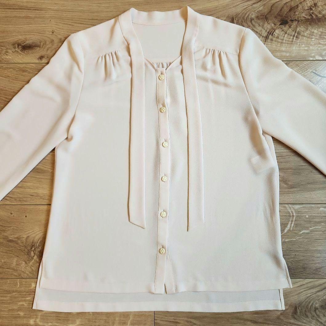 ANAYI 長袖 ボウタイブラウス ピンクベージュ