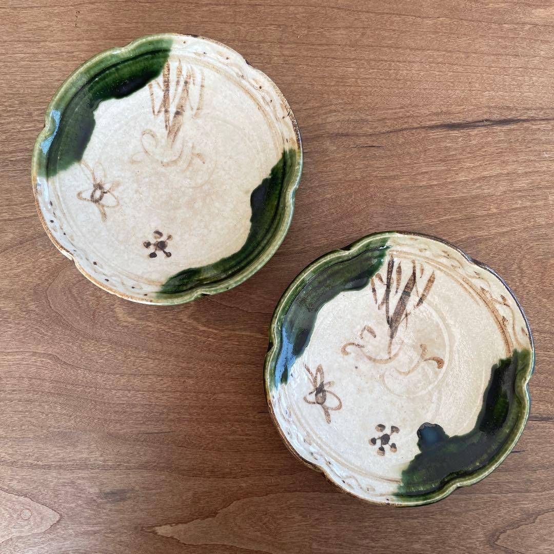 中島塩草窯　「瀬戸焼 織部　鉄絵 銘々皿」﻿ 5枚セット