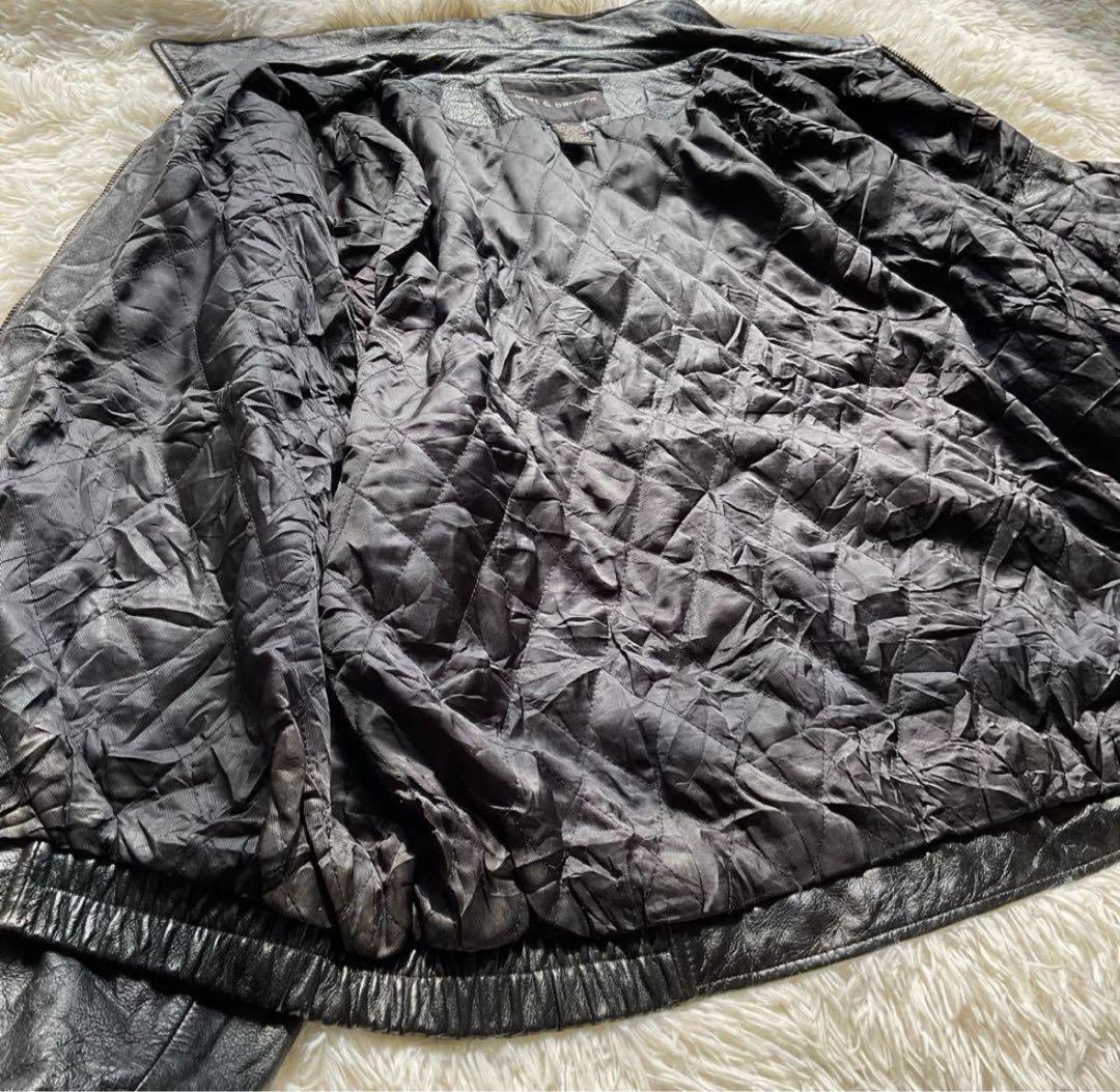 90's✨レザージャケット　ボンバー　本革　オーバーサイズ　XL 黒　キムタク