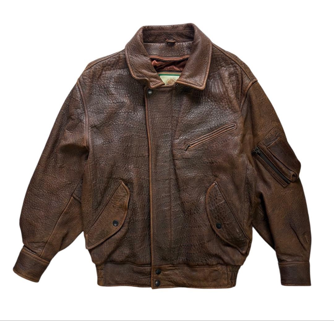 MENS ROBO レザージャケット ボア襟 ブラウン