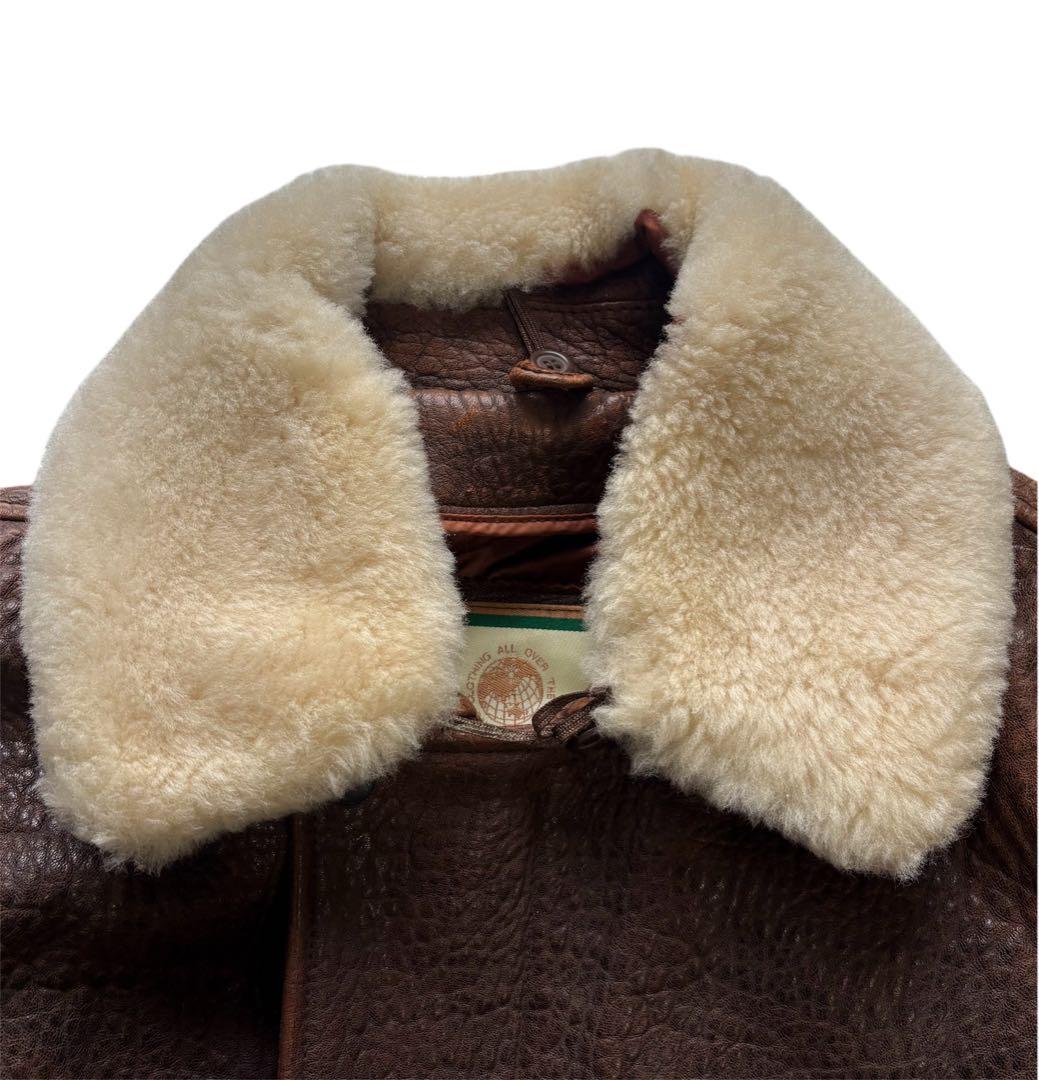 MENS ROBO レザージャケット ボア襟 ブラウン