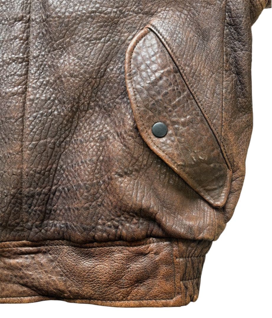 MENS ROBO レザージャケット ボア襟 ブラウン