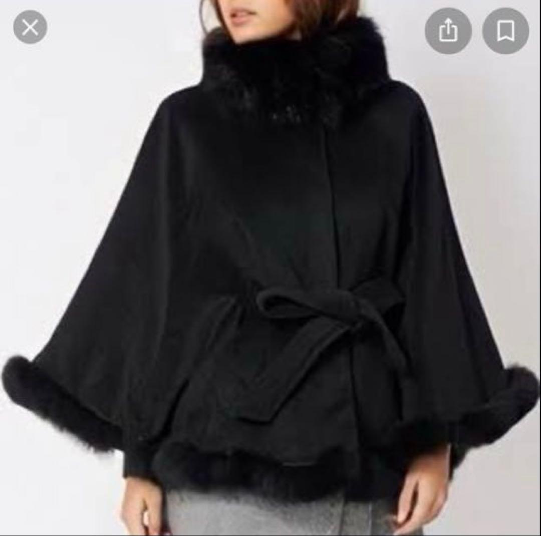 セシルマクビー　CECIL McBEE ポンチョ　コート　ケープ　リボン　ファー