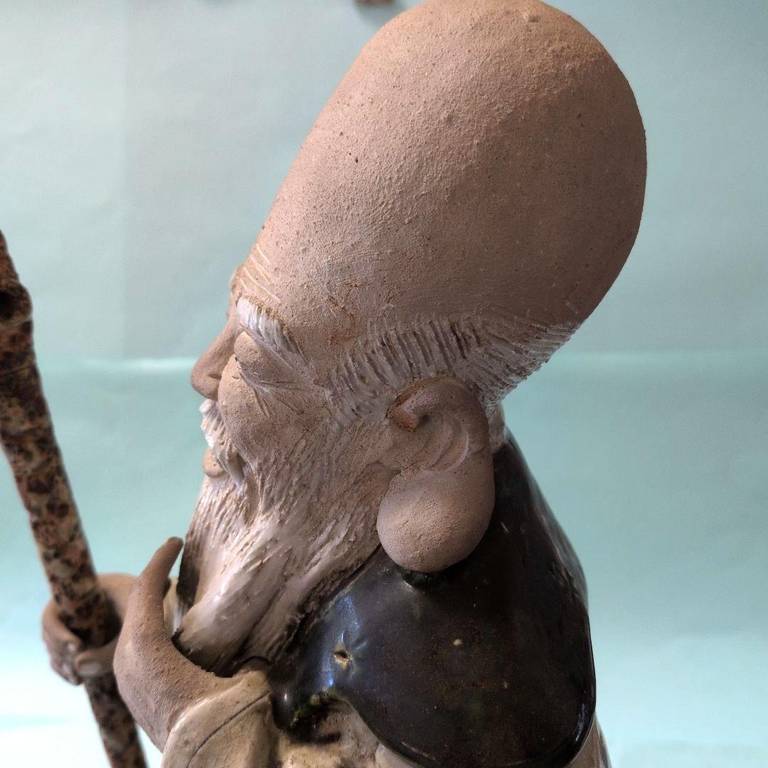 七福神　福禄寿（ふくろくじゅ）陶器置物　瀬戸　加藤進（号信人）作　高さ42cm