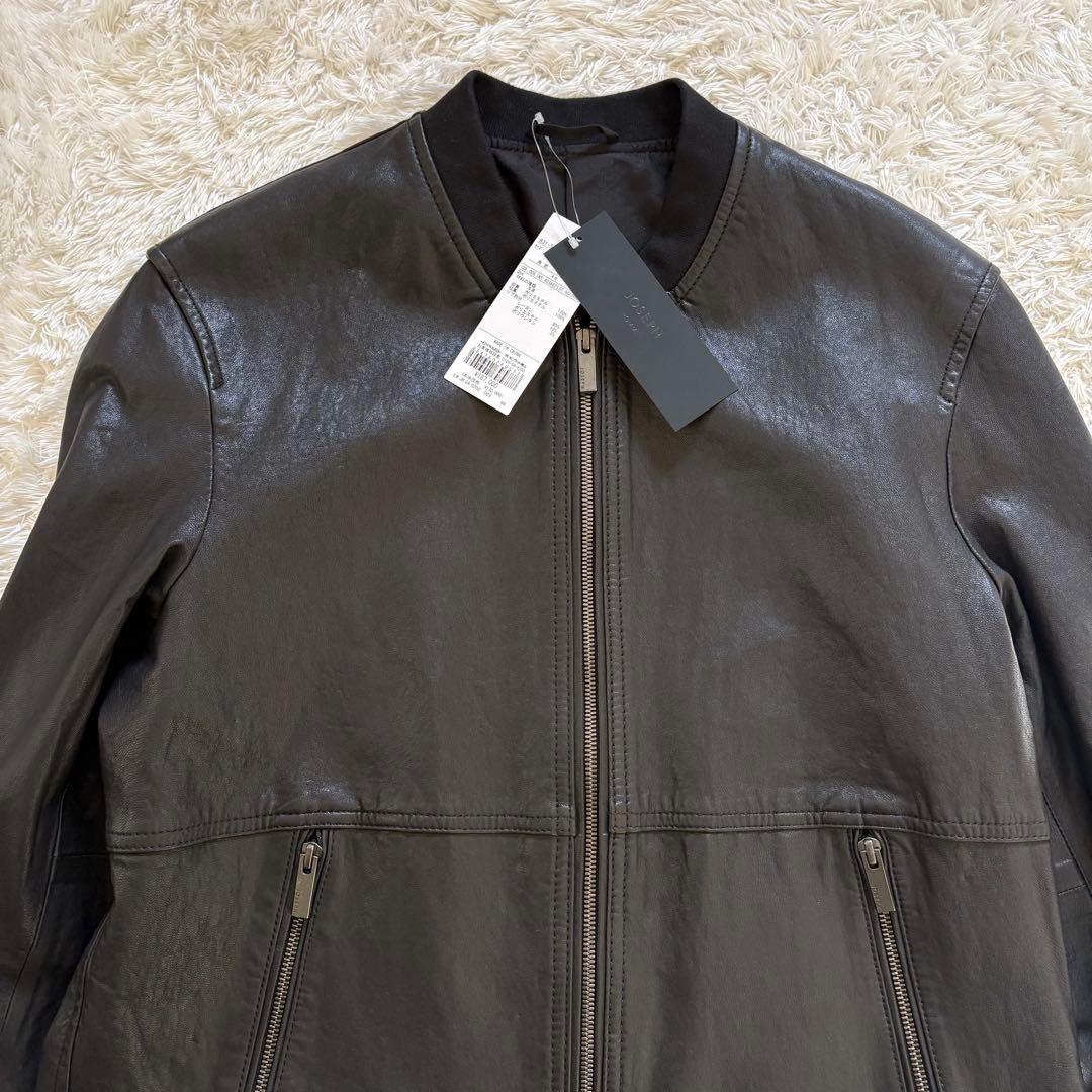 新品　新作　シュリンクエアレザー　レザージャケット　ブルゾン　MA-1 黒　M