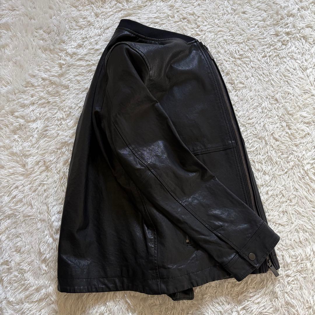 新品　新作　シュリンクエアレザー　レザージャケット　ブルゾン　MA-1 黒　M