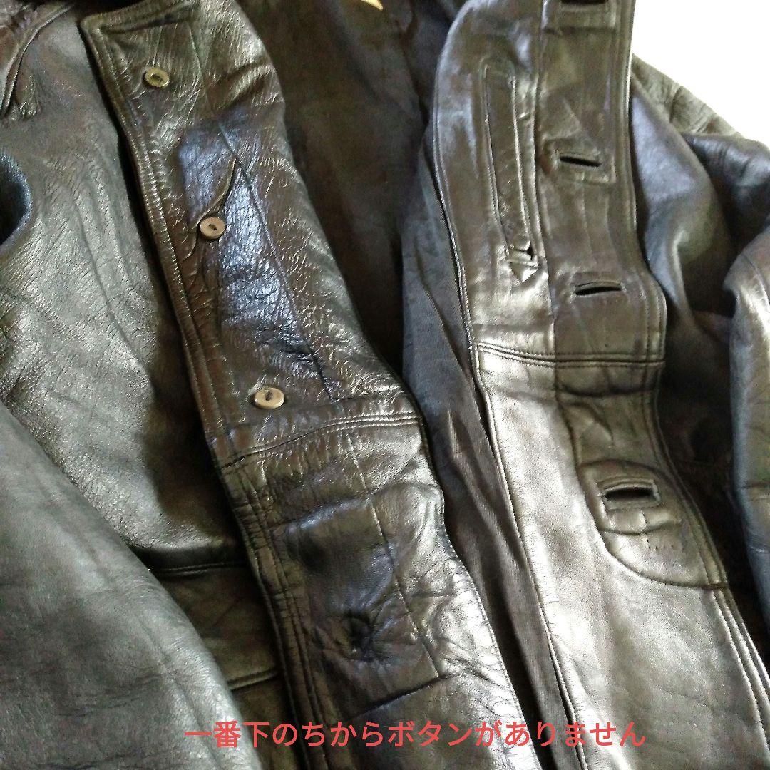 70s Vintage フランス軍 ファイヤーマン レザージャケット カーコート