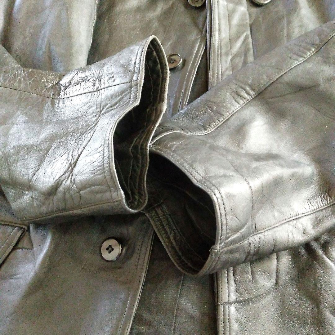 70s Vintage フランス軍 ファイヤーマン レザージャケット カーコート