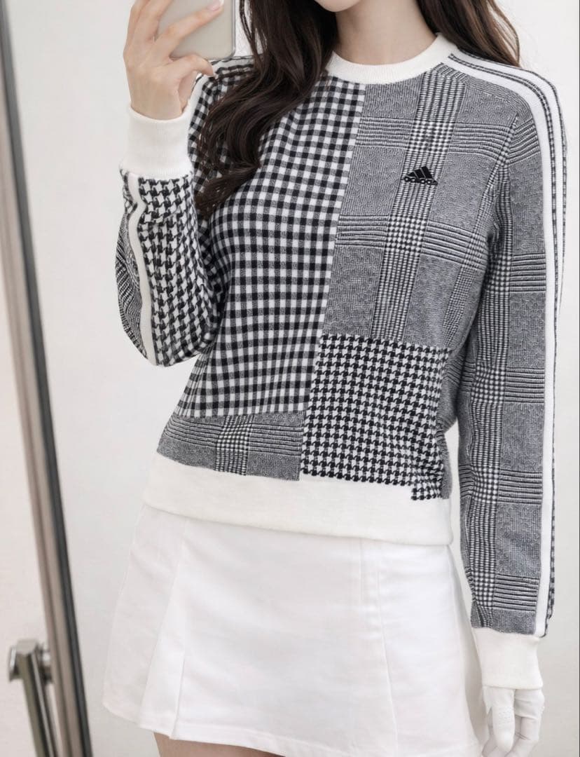 adidas アディダスゴルフウェア レディース チェック柄 セーター／ニット