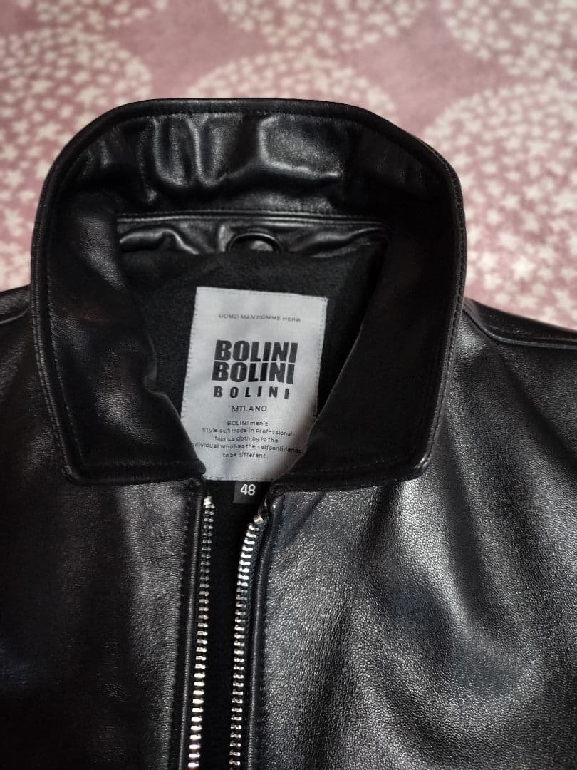 極美品BOLINI ブラックレザージャケット 48