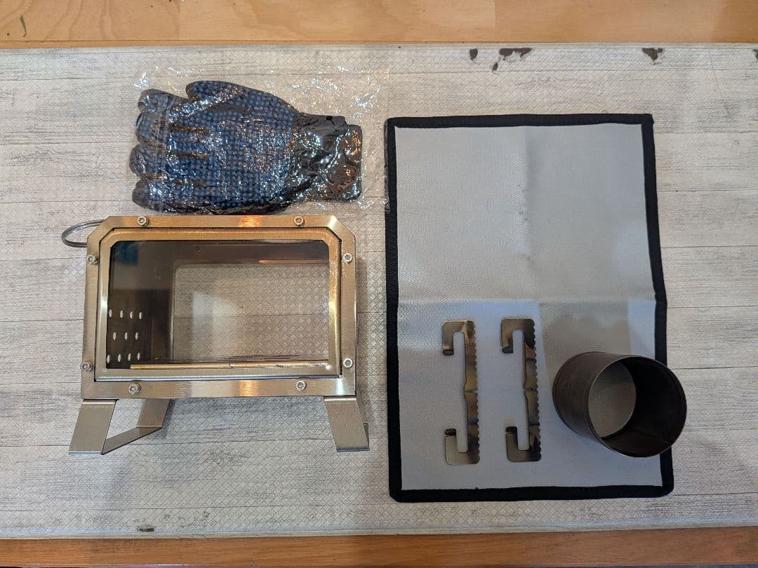 SXIYA 卓上ミニ薪ストーブ 両側ガラス窓ケース付