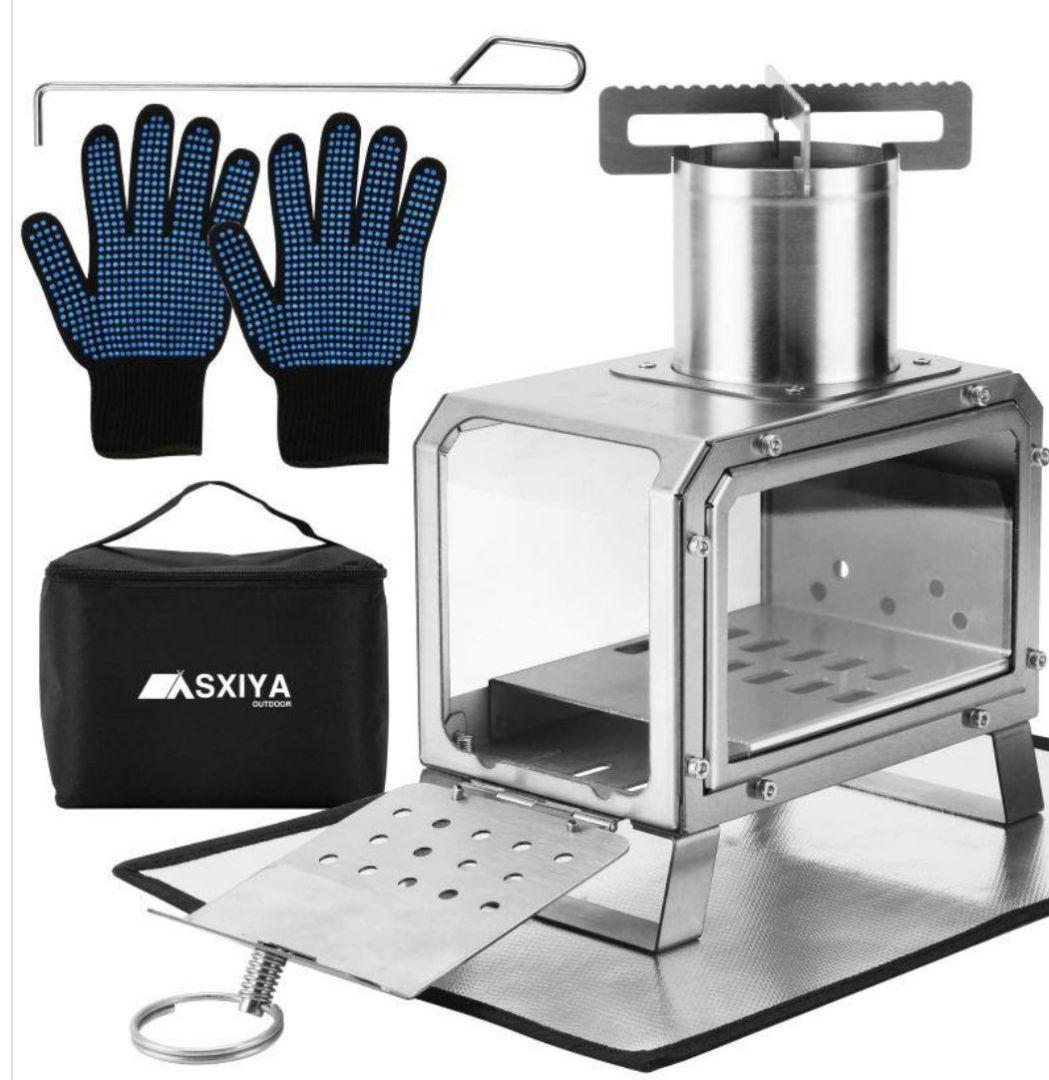 SXIYA 卓上ミニ薪ストーブ 両側ガラス窓ケース付