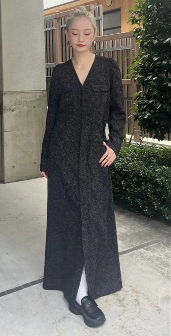 ワンピース AMERI MADORABLE BACK RIBBON TWEED DRESS