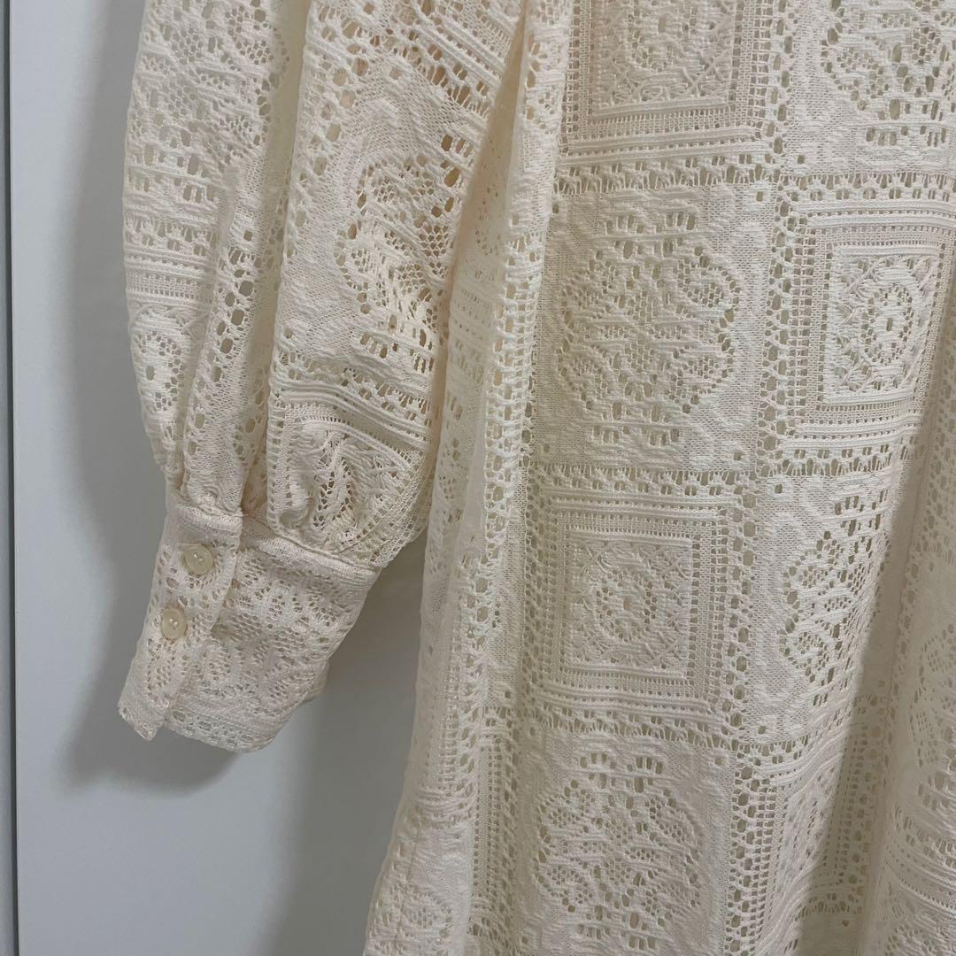 【Lumier】ブロックレースボリュームスリーブワンピース& ワイドパンツ