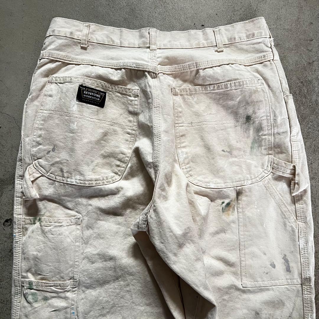 KEYSTONE グランジ ペンキ ペインターパンツ ホワイト W36