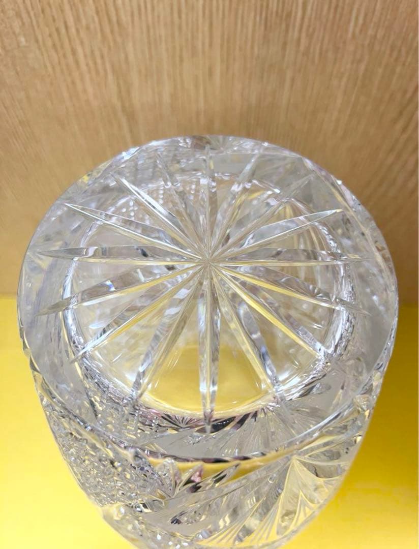【未使用】ボヘミア クリスタル　グラス　花瓶　箱付き　大きい サイズ