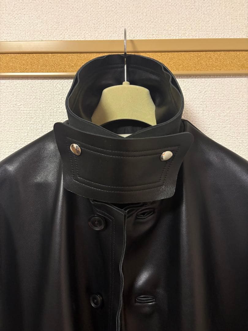 ジャケット・アウター YOKE Cut-Off Leather Car Coat BLACK2