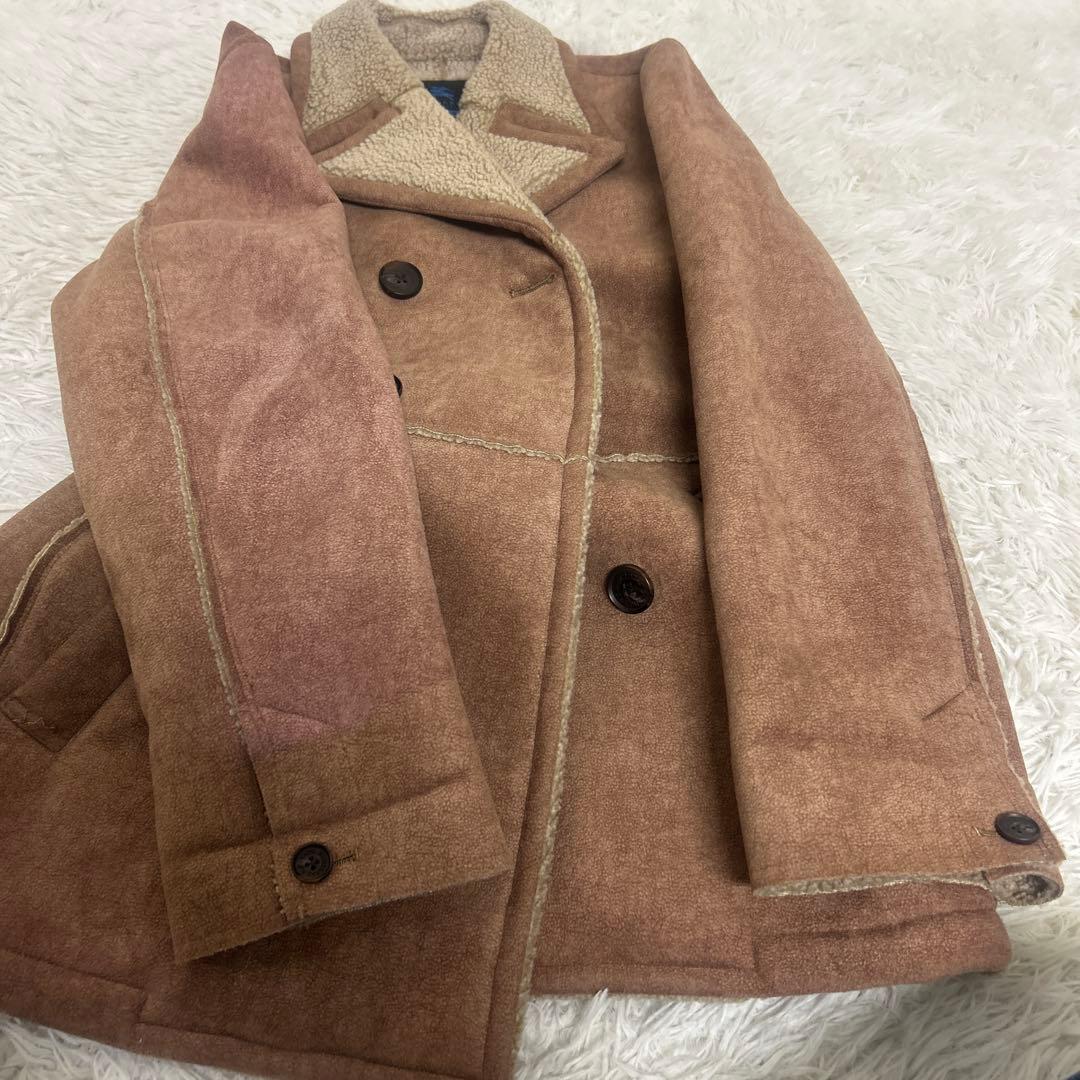 【極美品】バーバリー ブルーレーベル ムートン風コート ホースロゴ　ダブル