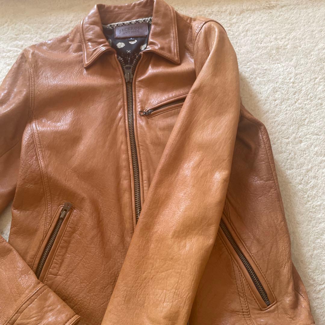ジャックローズ 山羊革 レザー シングル ライダース キャメル 本革 L