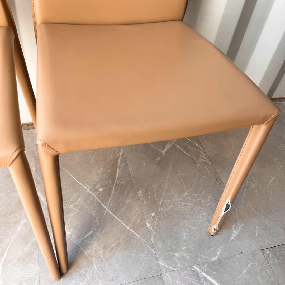 取付無料！カリガリス アイーダ 本革キャメル ハイバックダイニングチェア2脚✨