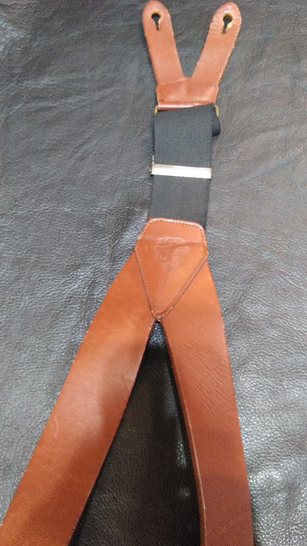 J*様 EVISU エヴィス　本革レザー サスペンダー 　ブラウン
