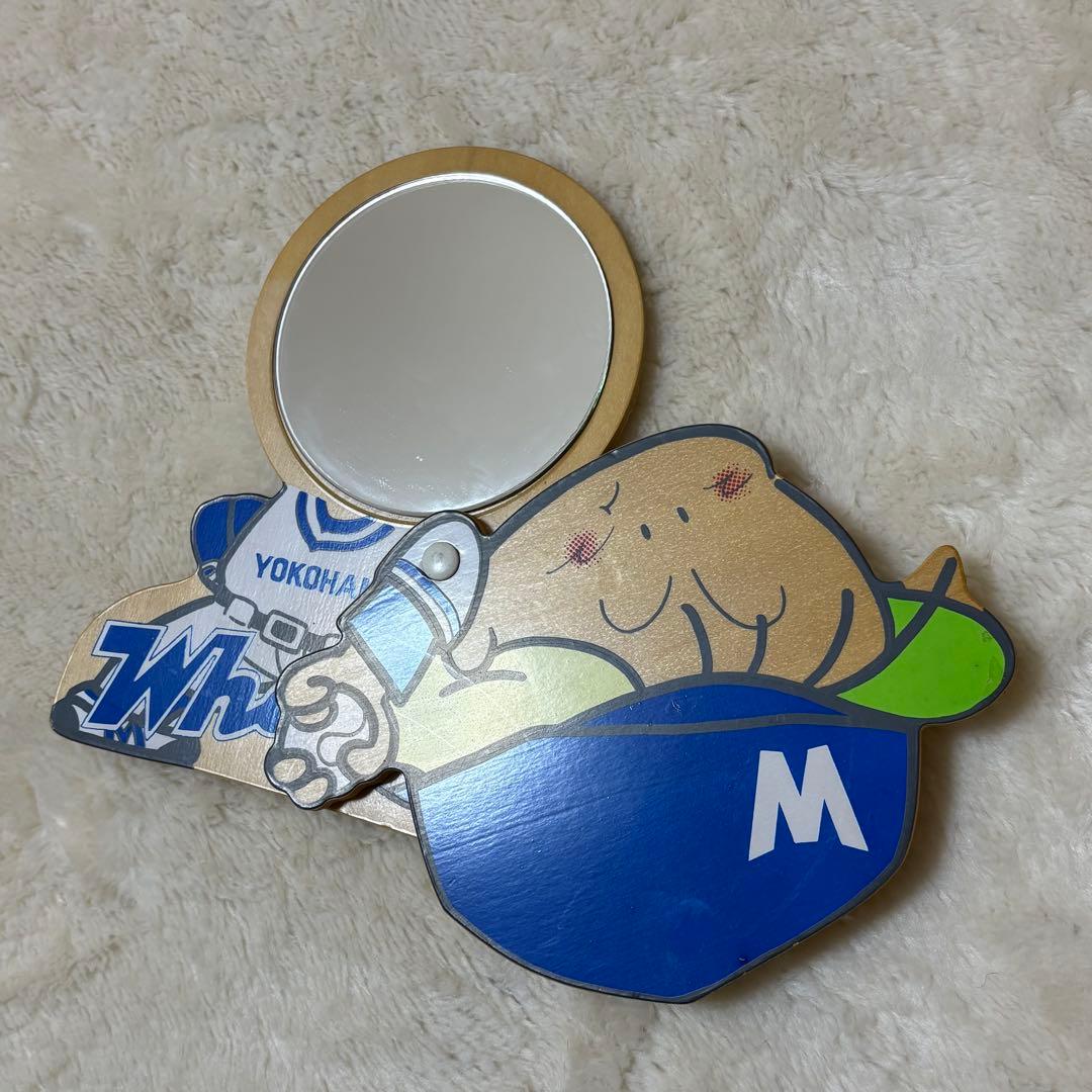 【希少】大洋ホエールズ 横浜ベイスターズ ワッペン 鏡 リストバンド マリンくん