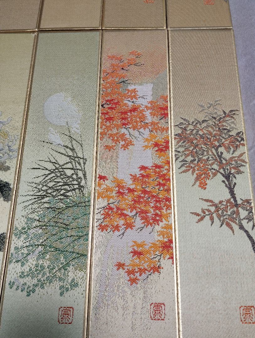 短冊　西陣綾錦織　斉藤宗原画12枚